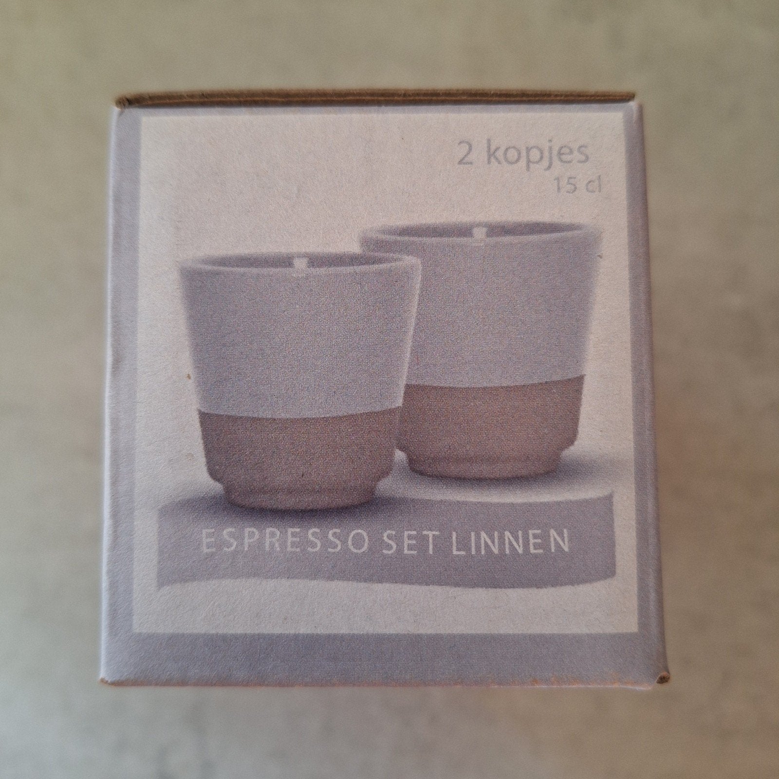 Espressokopjes Set Linnen 2 stuks NIEUW in doos Nivea 15 cl, Huis en Inrichting, Keuken | Servies, Keramiek, Nieuw, Ophalen of Verzenden