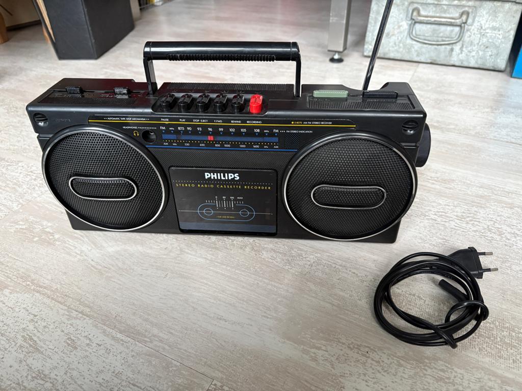 Vintage Philips D8070 radio cassette speler 1986 boombox, Audio, Tv en Foto, Radio's, Ophalen of Verzenden, Gebruikt, Radio
