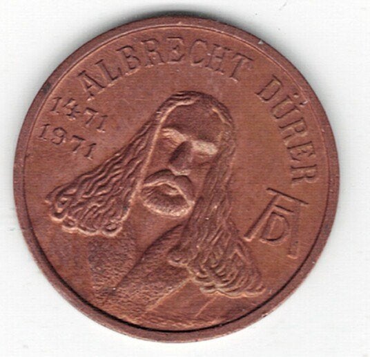 26-1190 Duitsland penning Albrecht Durer 1471-1971, Ophalen of Verzenden, Overige materialen, Buitenland