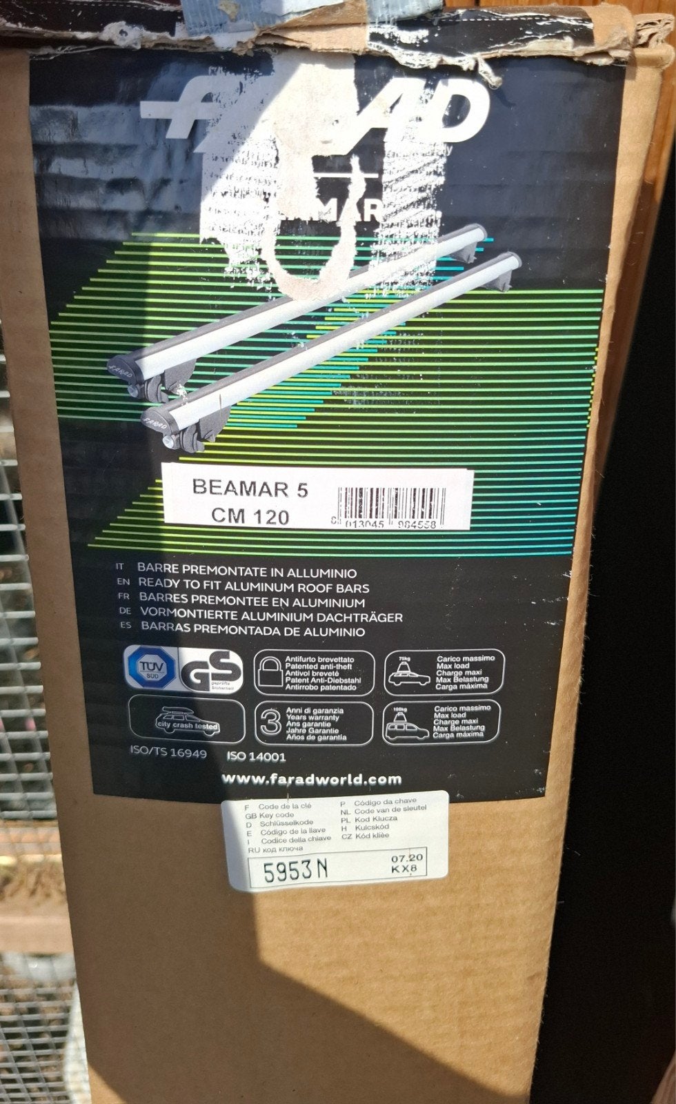 Farad Beamar 5 CM 120 Aluminium Dakdragers, Auto diversen, Ophalen of Verzenden, Gebruikt