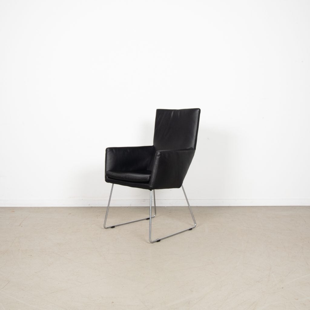 Label Donna Stoel Zwart Leer - Chroom, Huis en Inrichting, Stoelen, Niet ingevuld, Zo goed als nieuw, Niet ingevuld, Niet ingevuld