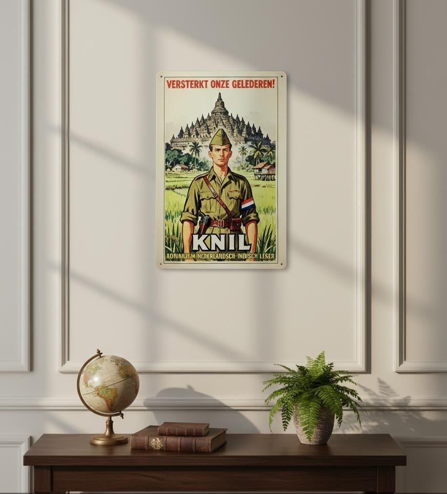 KNIL Nederlands Indie propaganda ww2 Wandbord, Ophalen of Verzenden, Nederland, Embleem of Badge