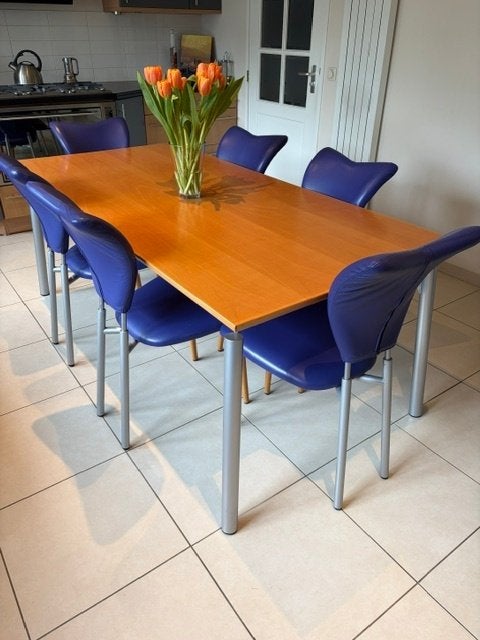 Eettafel rechthoekig, Huis en Inrichting, Tafels | Eettafels, Overige houtsoorten, Strak, Gebruikt, Vijf personen of meer