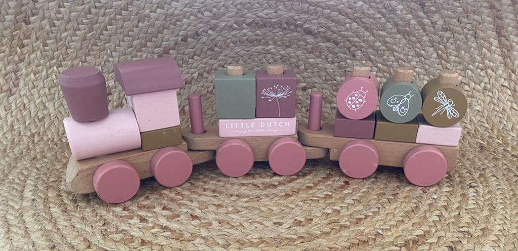 Little Dutch roze houten trein, Kinderen en Baby's, Speelgoed | Houten speelgoed, Ophalen of Verzenden, Gebruikt, Rij- of Hobbelspeelgoed