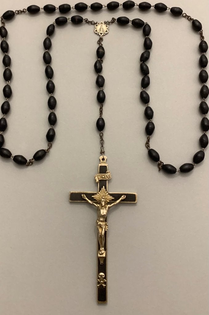 Antieke Rozenkrans ~ Antiek Goeden Kruis ~ Crucifix, Antiek en Kunst, Ophalen