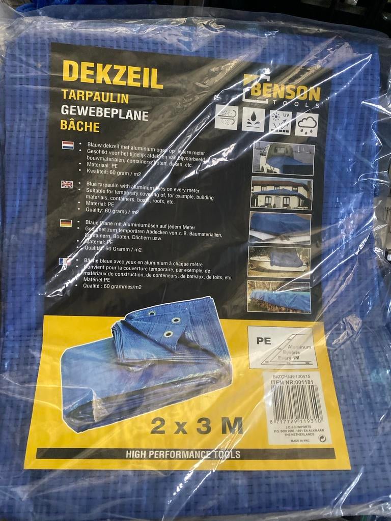 Nieuw Dekzeil Blauw 2x3m - Benson Tools, Onbekend, Nieuw, Ophalen of Verzenden, Onbekend
