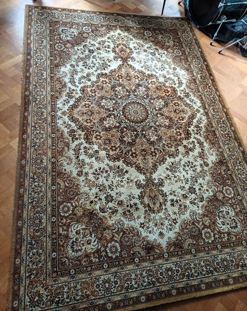 Beige, bruin vloerkleed, tapijt 290 x 200 cm, Gebruikt, 200 cm of meer, Ophalen of Verzenden, 200 cm of meer