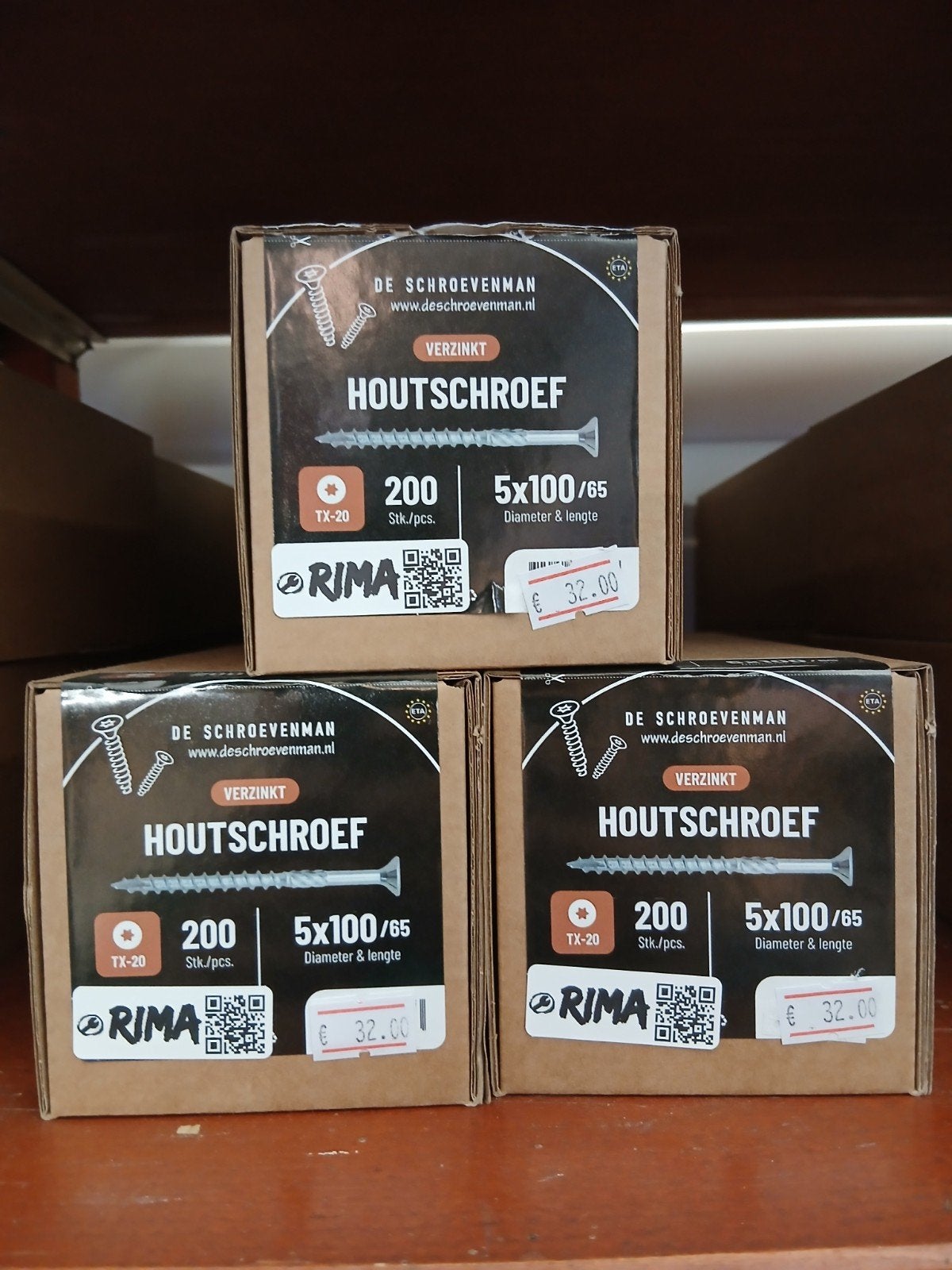 Verzinkte Houtschroeven TX-20, 5x100/65 mm - 200 stuks, Ophalen of Verzenden, Nieuw