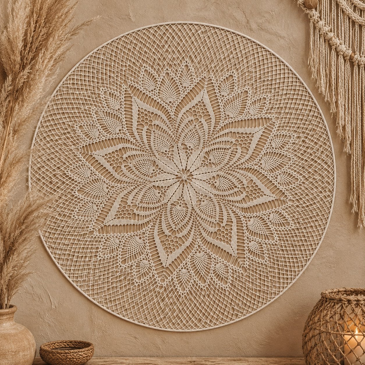 Gehaakte mandala (diameter 120cm), Ophalen, Nieuw
