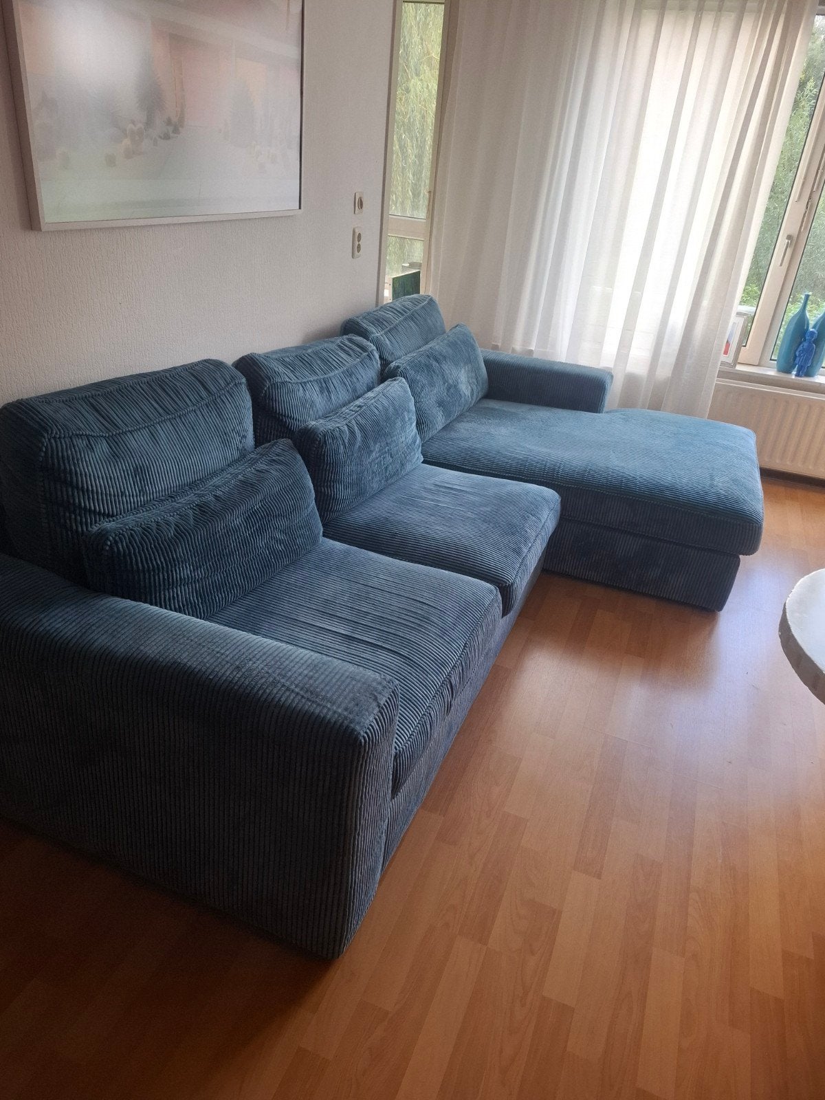 Comfortabele Hoekbank van Ribstof. ophalen hillegersberg, Ophalen, Modern, Comfortabel, 250 tot 300 cm, 100 tot 125 cm