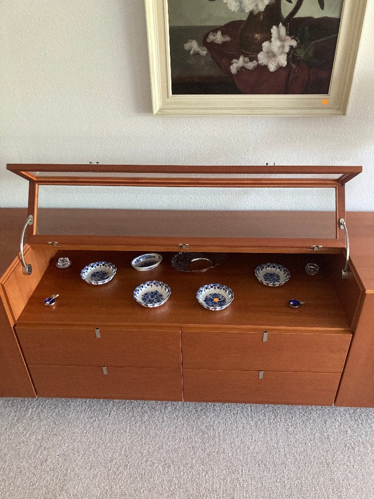 Exclusief Vintage Design Dressoir / Mid Century Modern, Ophalen, 200 cm of meer, Kersenhout, 50 tot 75 cm