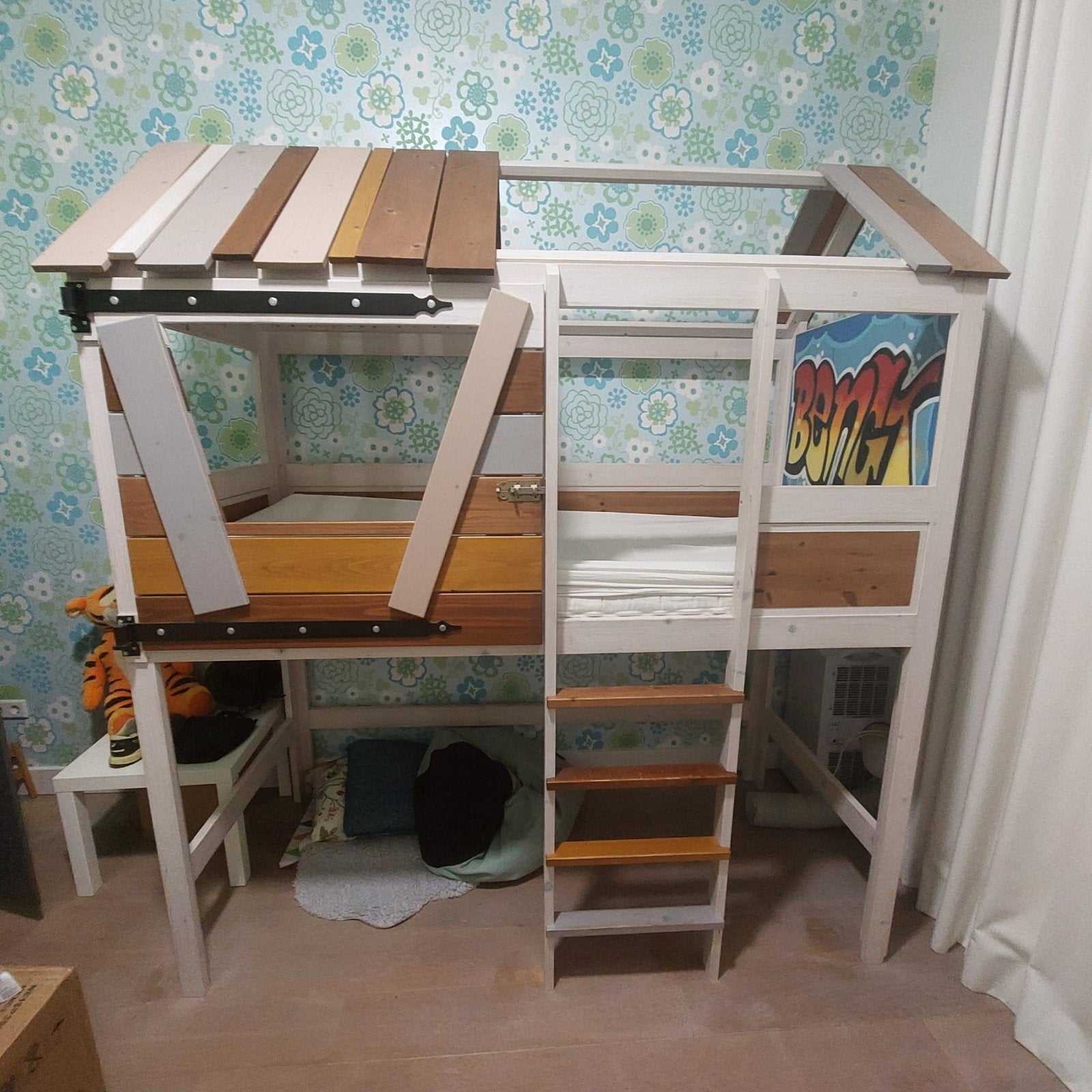 Unieke Hoogslaper met Speelhuis-thema, Ophalen, Gebruikt, Eenpersoons, 200 cm