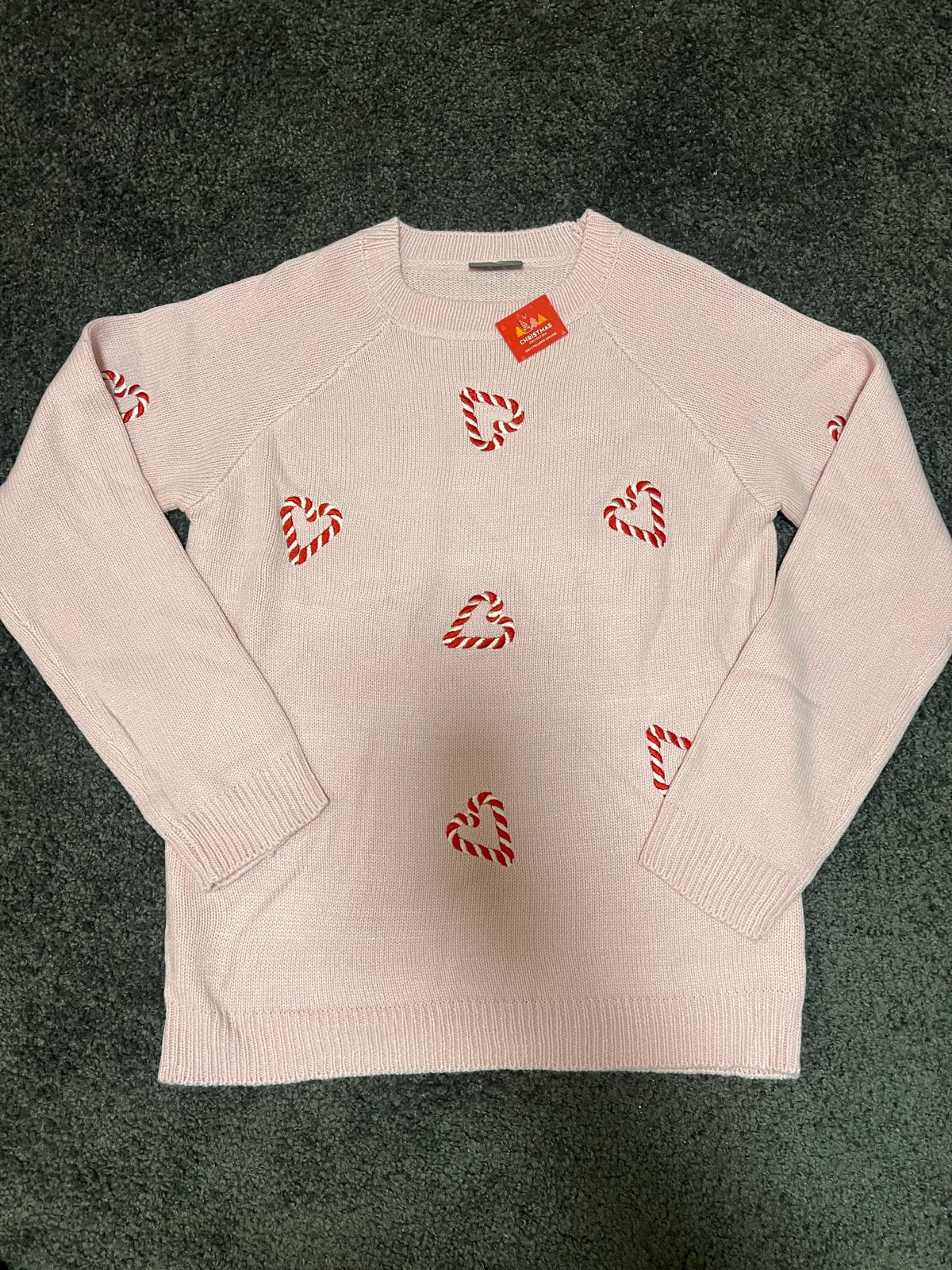 NIEUW, Roze Kersttrui met Candy Cane Hartjes, maat 158/164, Ophalen of Verzenden, Nieuw, Meisje, Trui of Vest