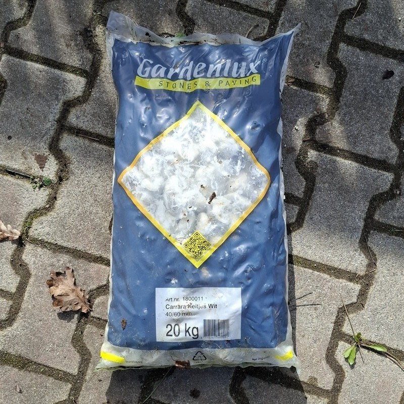 Gardenlux Carrara Keitjes Wit 40/60 mm 20 kg 20 zakken, Tuin en Terras, Ophalen, Wit, Nieuw, Kei