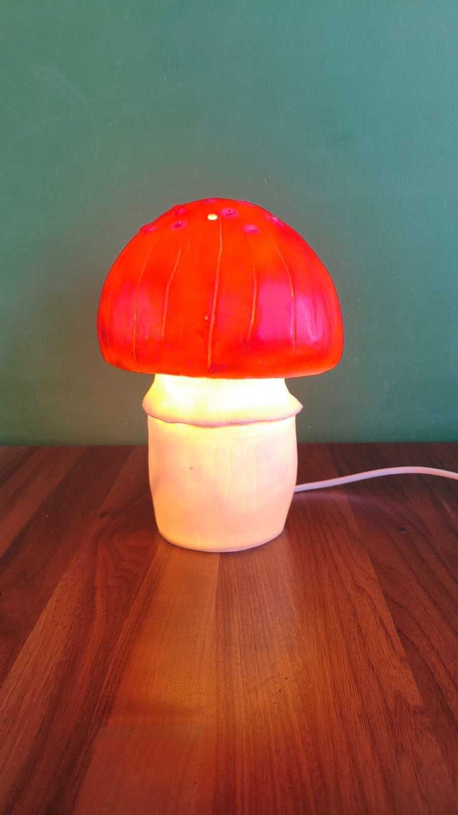 Vintage Heico paddenstoel lamp - Rood/Wit, Gebruikt, Overige merken, Rood, Ophalen of Verzenden