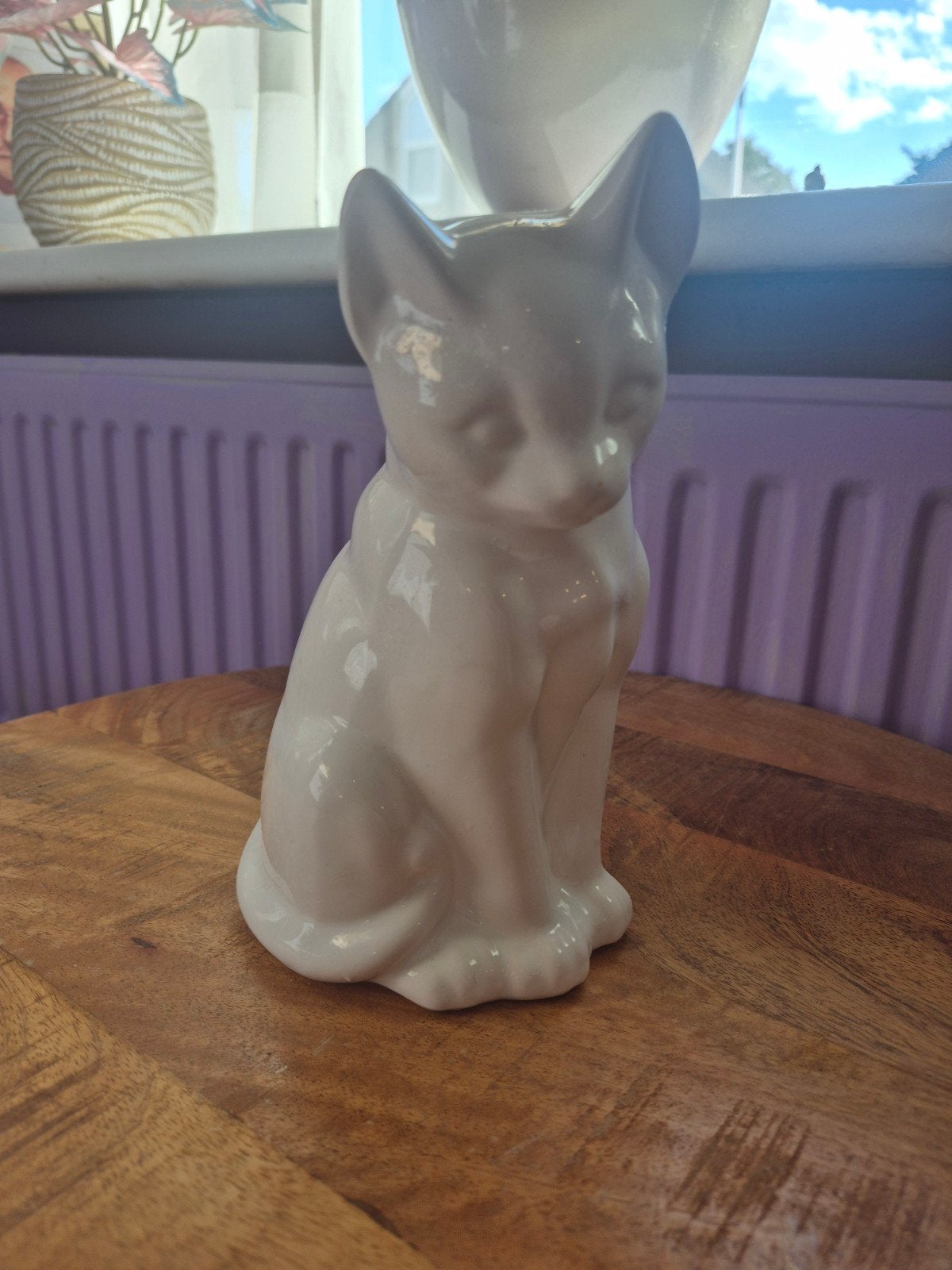 Vintage Witte Keramische Kat Decoratiebeeldje, Verzamelen, Ophalen of Verzenden