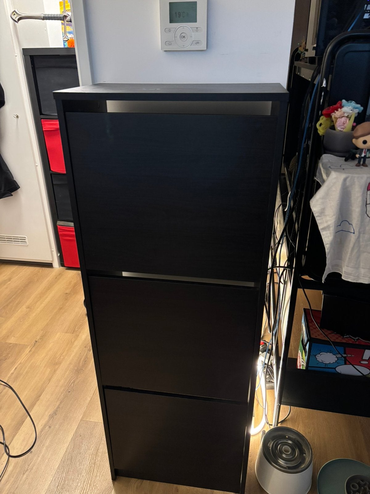 Zwarte IKEA BISSA schoenenkast met 3 klepvakken, Ophalen, Gebruikt