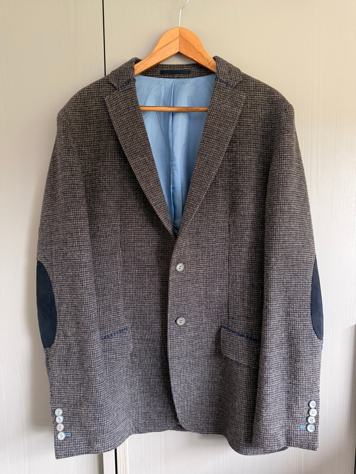 holland esquire tweed wool colbert | 52, Kleding | Heren, Kostuums en Colberts, Ophalen, Zo goed als nieuw, Maat 52/54 (L), Blauw