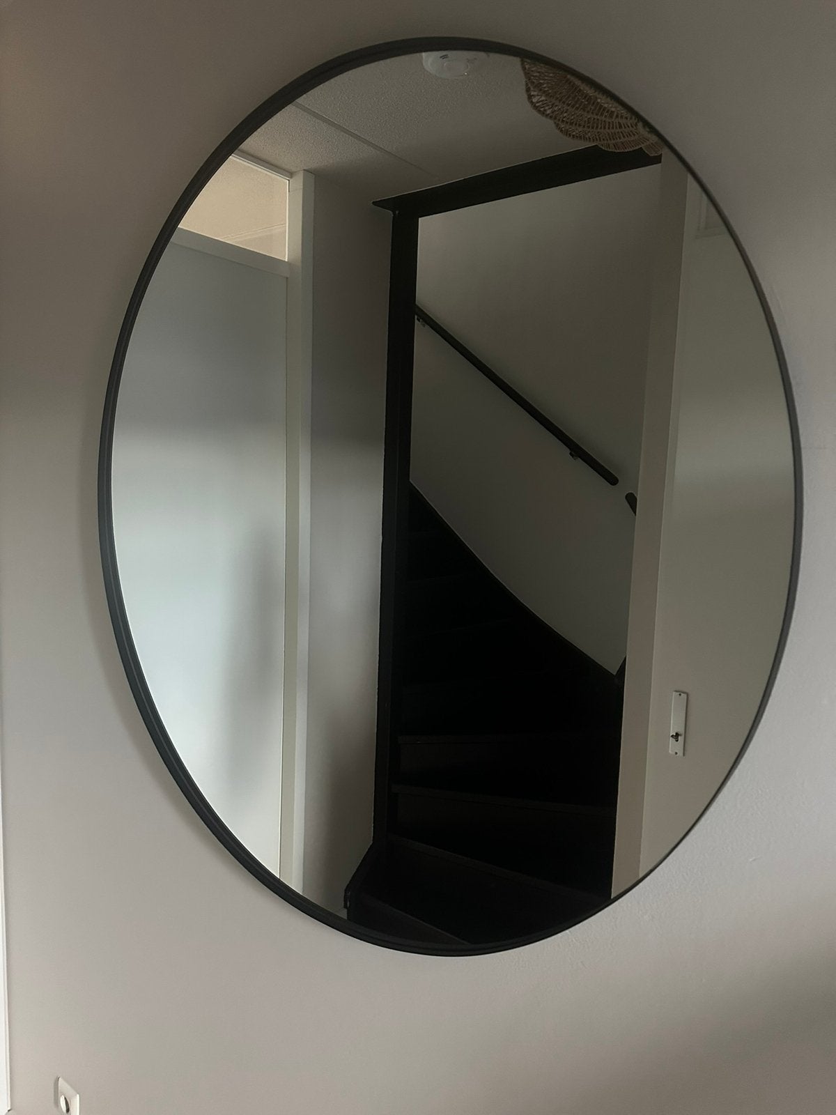Spiegel van woood., Huis en Inrichting, Ophalen, 100 tot 150 cm, Rond, Zo goed als nieuw