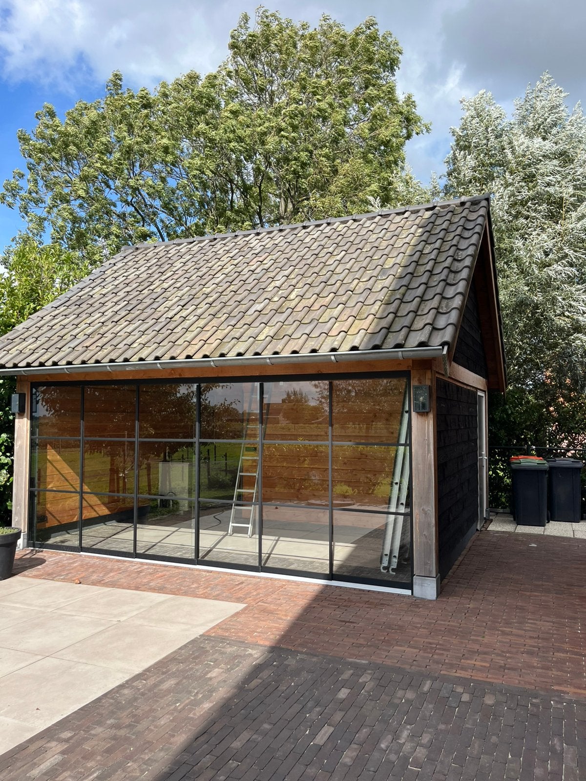20m2 blauw gesmoorde Dakpannen - 400 stuks, Ophalen, Gebruikt, Steen of Klei, Blauw