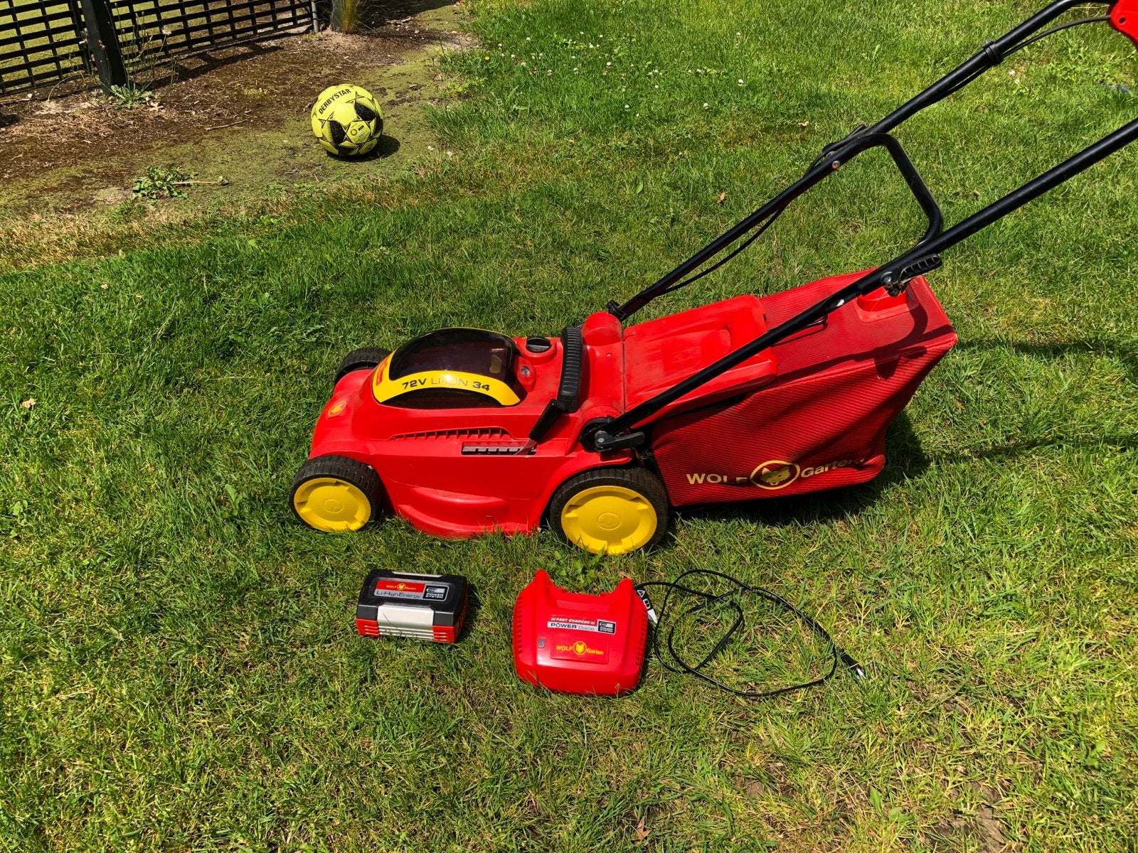 Wolf-Garten 72V Li-ION Power 34 Accu Grasmaaier, Ophalen, Cirkelmaaier, Gebruikt, Accu-grasmaaier