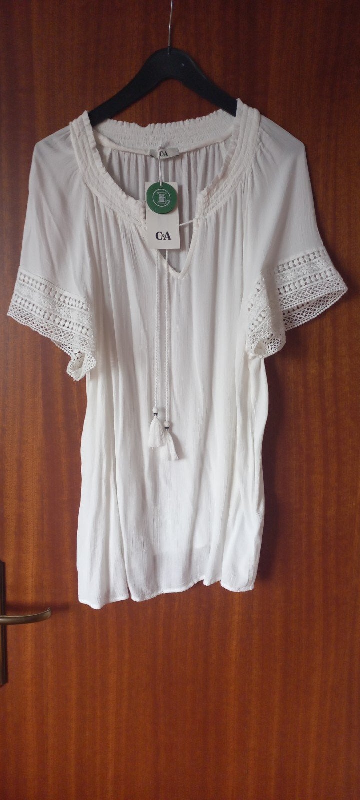 Nieuwe C&A Blouse Maat 46 - Wit met Kanten Details, Wit, Maat 46/48 (XL) of groter, Nieuw, Ophalen of Verzenden