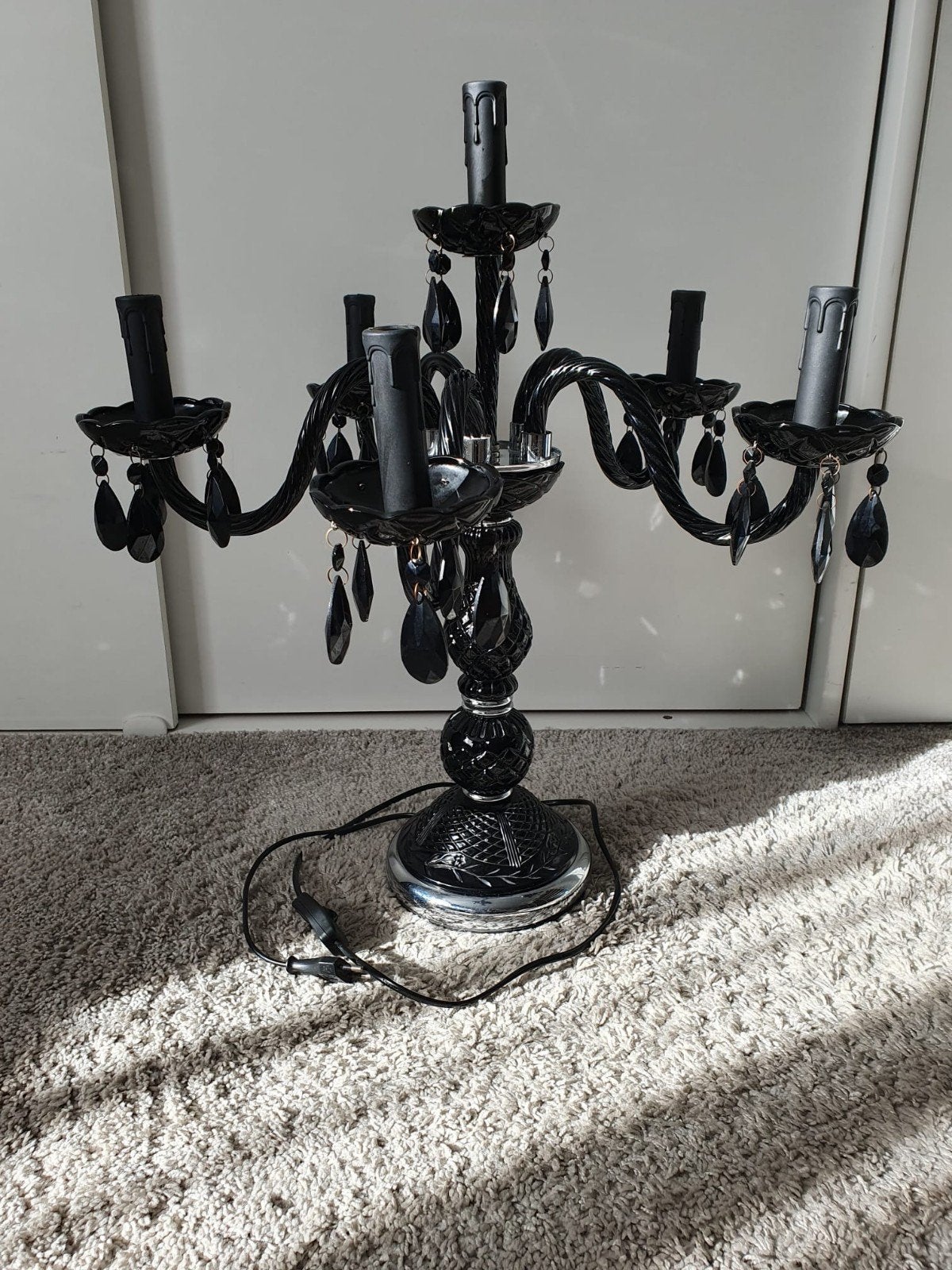 Kandelaar zwart glas, Ophalen, Barok, 50 tot 75 cm, Glas