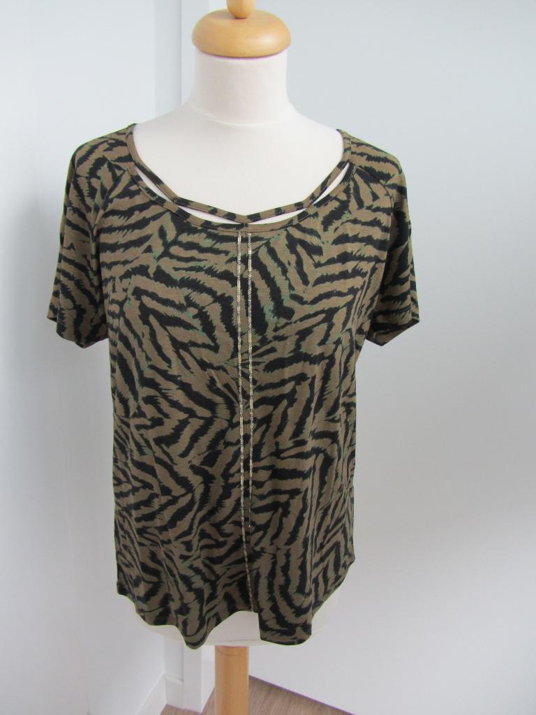 Expresso top 40, k.m. taupe/zwart/groen, aparte hals, zgan, Maat 38/40 (M), Overige kleuren, Expresso, Ophalen of Verzenden