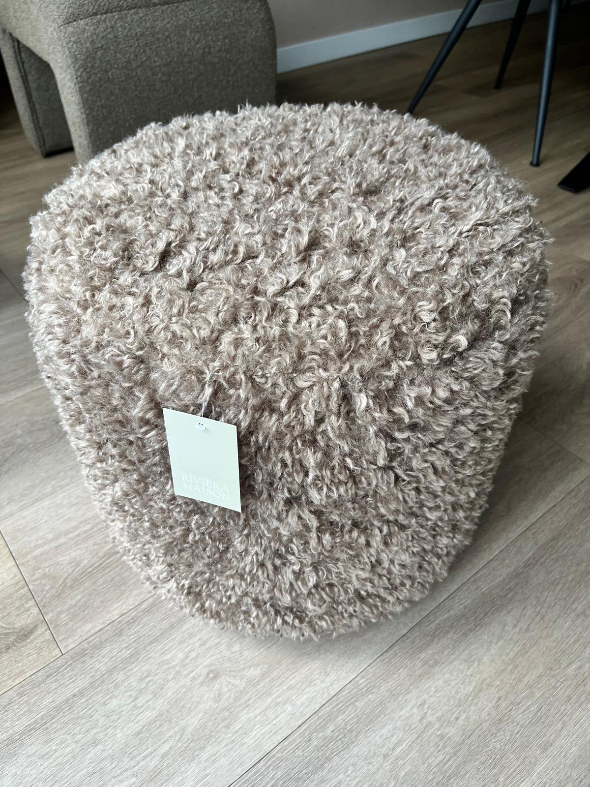 NIEUW! Rivièra Maison Bowery Poodle Poefs 2 stuks available, Ophalen, Zo goed als nieuw, Rond, Minder dan 50 cm