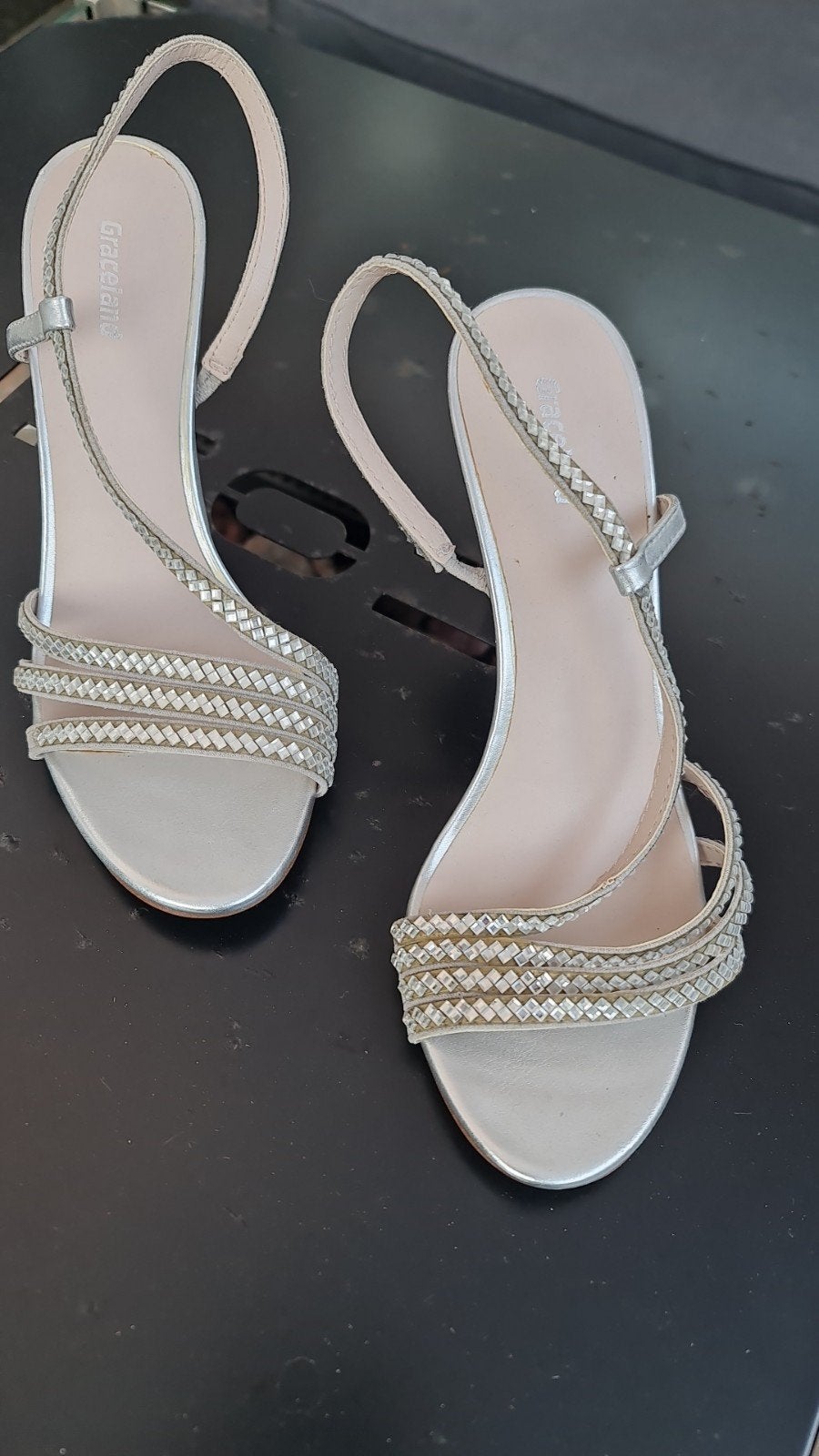 Nieuwe zilveren pumps maat 38 met glittersteentjes, Pumps, Overige kleuren, Nieuw, Ophalen of Verzenden