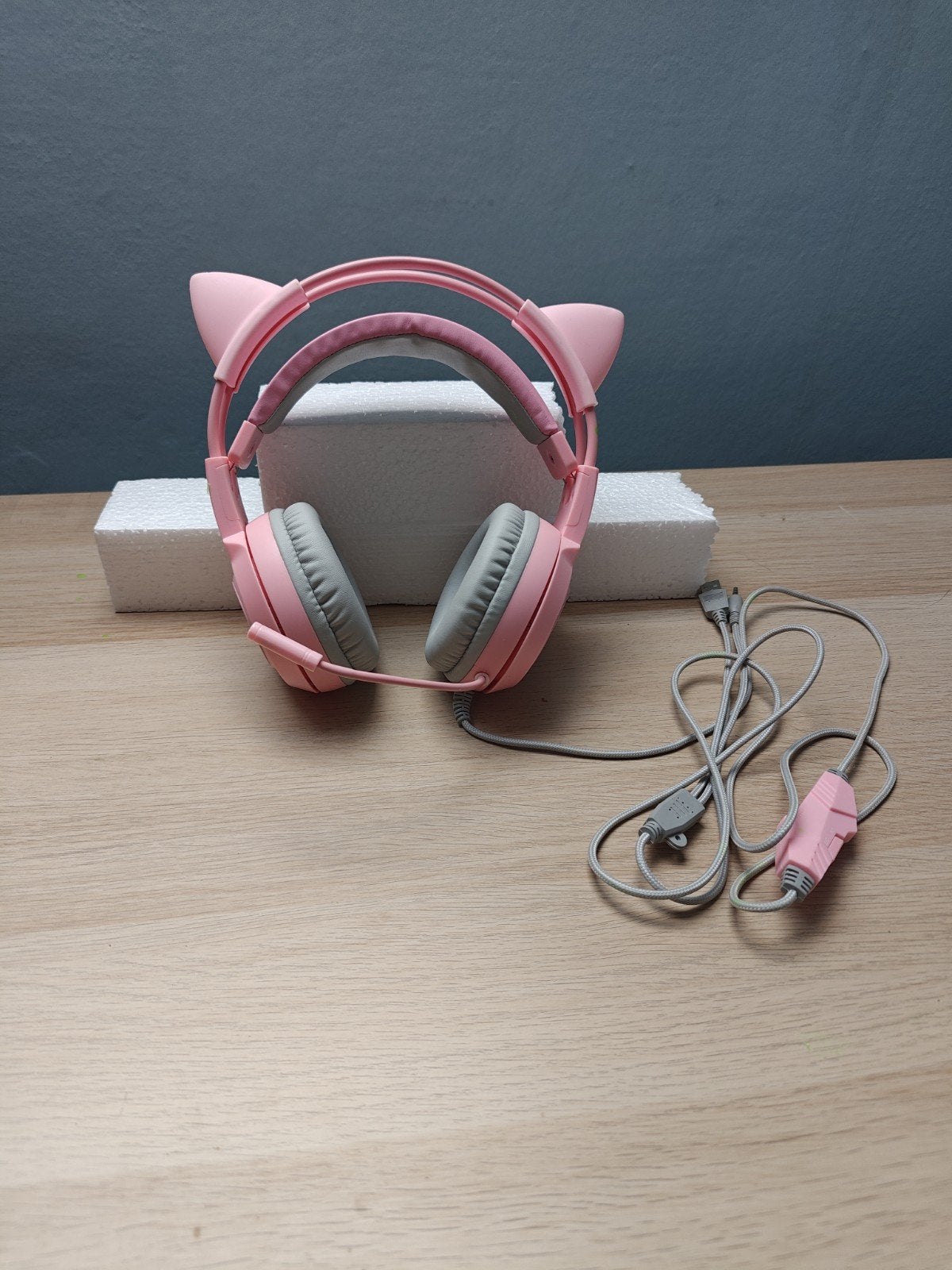 Roze gaming headset met kattenoren
