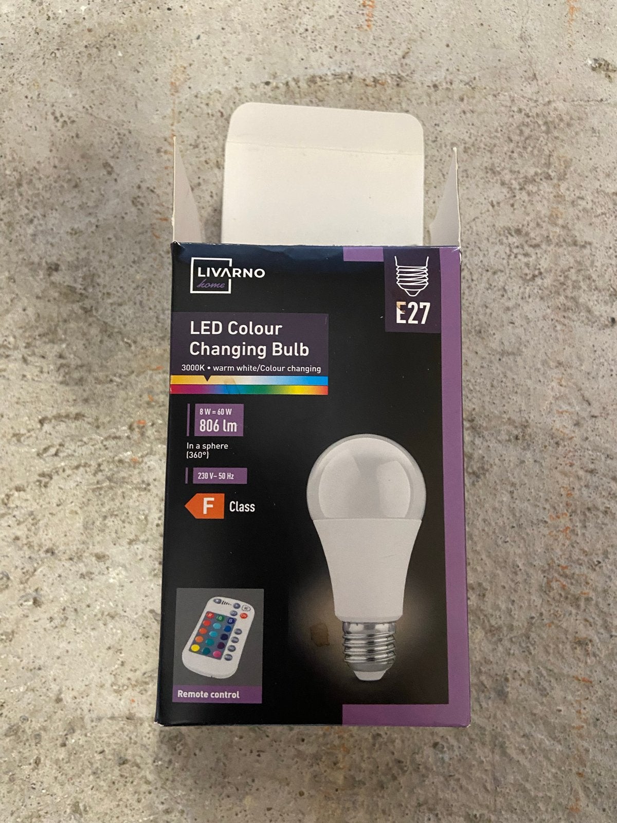 LIVARNO home LED Kleurveranderende Lamp E27 met Afstandsbedi, Huis en Inrichting, Lampen | Overige, Wit, Overige merken, Kunststof