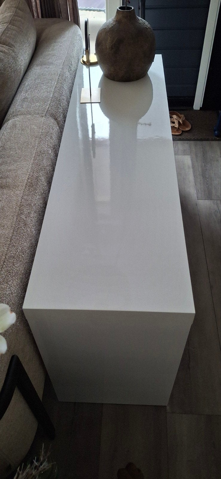 IKEA Lack sidetable hoogglans wit 140x40x65 cm, Ophalen, Overige materialen, Zo goed als nieuw, 75 cm of meer