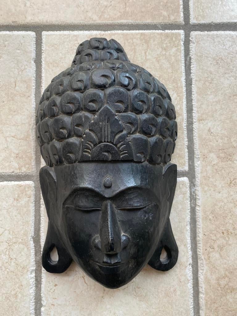 Houten wandmasker, Boeddha hoofd, Ophalen