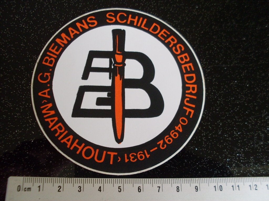 sticker G. Biemans schildersbedrijf mariahout logo, Verzamelen, Verzenden, Zo goed als nieuw, Bedrijf of Vereniging