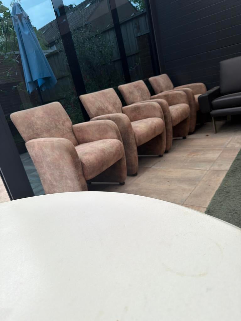 Comfortabele fauteuils - Gebruikt, mogen weg, Huis en Inrichting, Stoelen, Gebruikt, Bruin, Ophalen of Verzenden, Stof