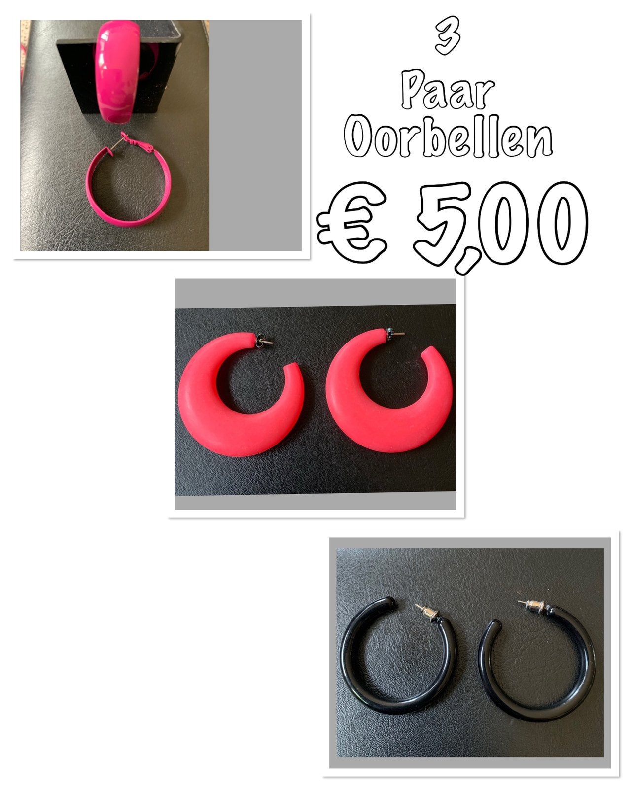 Set van 3 paar oorbellen, Ophalen of Verzenden, Nieuw, Overige materialen
