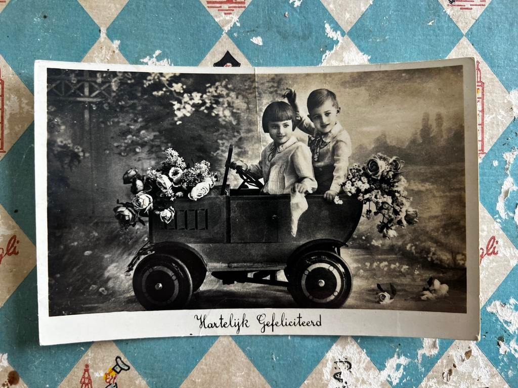 1936 Kindjes in auto (NN), Ophalen of Verzenden, 1920 tot 1940, Gelopen, Kinderen