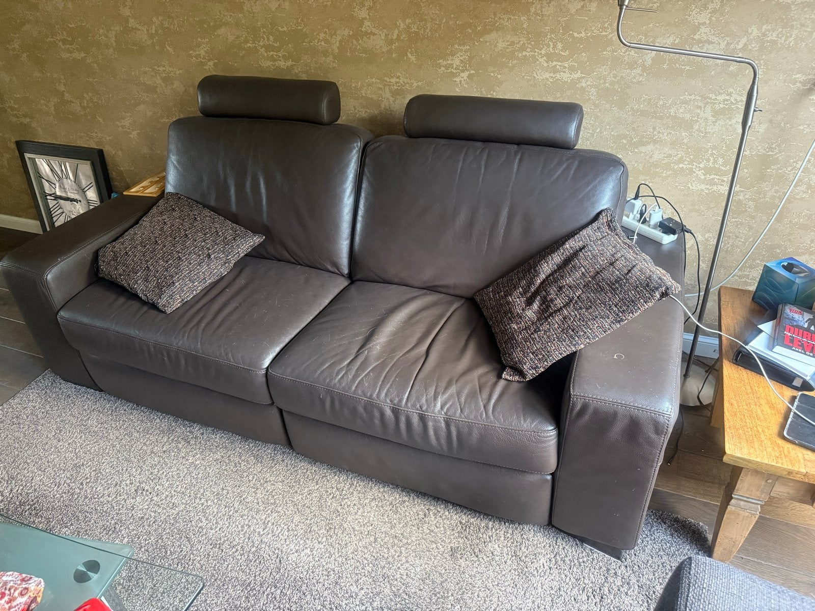 Gratis af te halen: Leren driezitsbank van Italsofa, Huis en Inrichting, Banken | Bankstellen, Gebruikt, Driepersoons, Leer, Ophalen of Verzenden