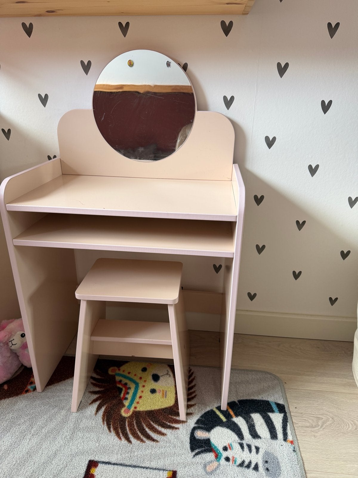 Kaptafel met krukje voor kinderen - Roze, Ophalen, Gebruikt, Tafel(s) en Stoel(en)