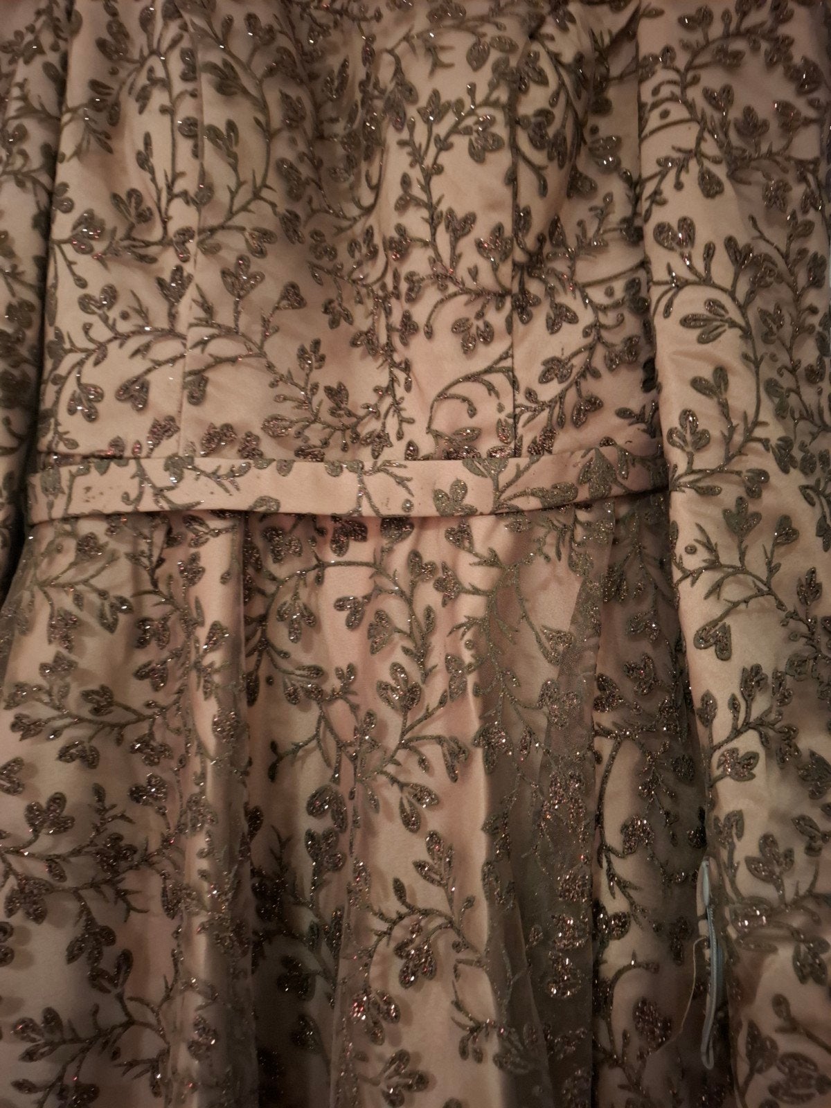 HENNIN Galajurk Maat 34 – Lange Glitterjurk met Bloemen, Galajurk, Bruin, Ophalen of Verzenden, Maat 34 (XS) of kleiner
