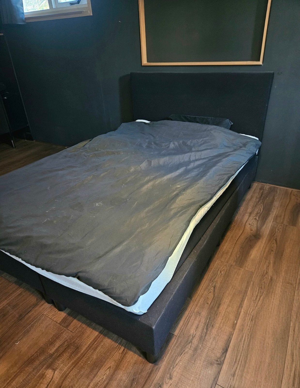 Zwarte boxspring 140x210cm, Ophalen, Gebruikt, Tweepersoons, 140 cm