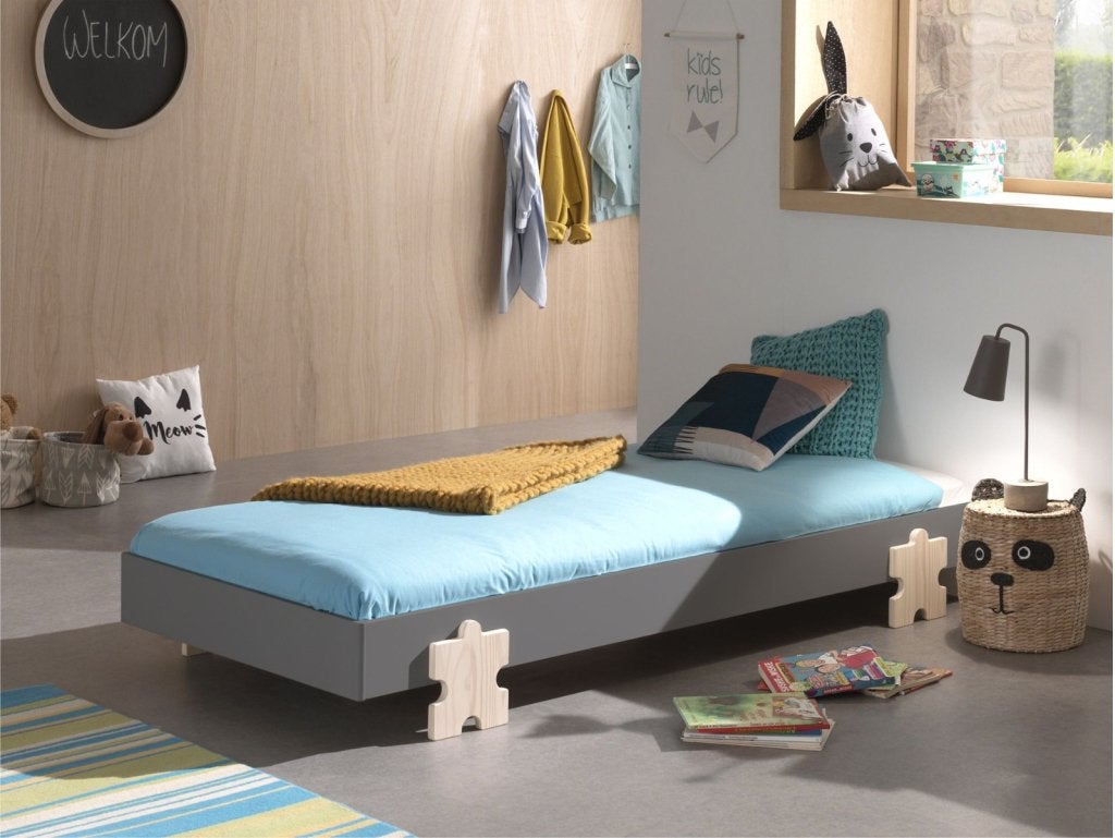 Modulo Puzzle 1-persoonsbed - Grijs, Niet ingevuld, Niet ingevuld, Niet ingevuld