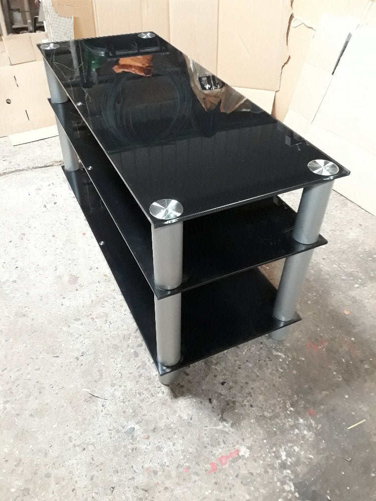 audiomeubel, glas, Huis en Inrichting, Kasten | Televisiemeubels, Ophalen, Gebruikt, 100 tot 150 cm, Glas