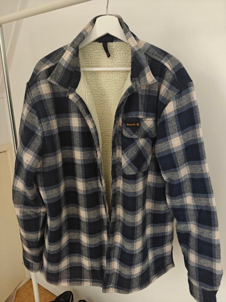 Bench Heren Cheviot Overhemd Lange Mouwen Maat XXL, Overige halswijdtes, Verzenden, Blauw, Gedragen