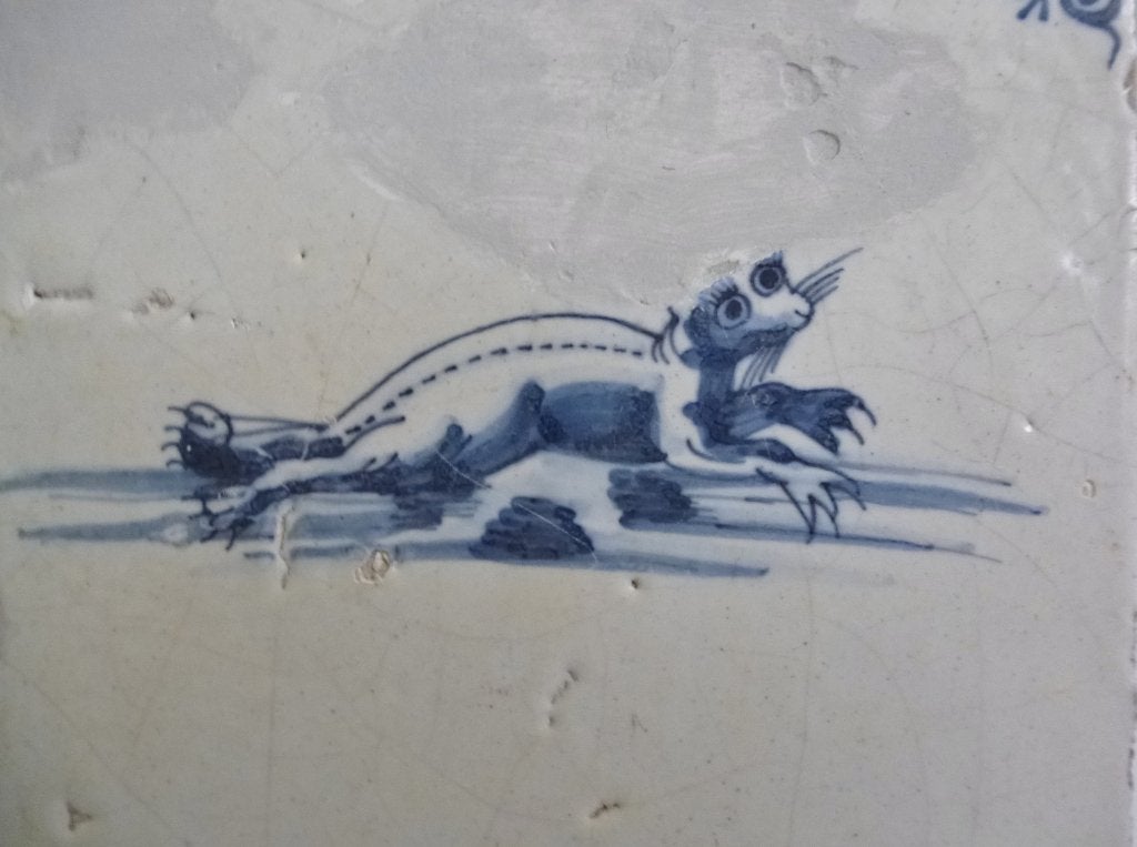 Zeldzame 17e eeuwse tegel met ZEEHOND afbeelding!, Ophalen of Verzenden