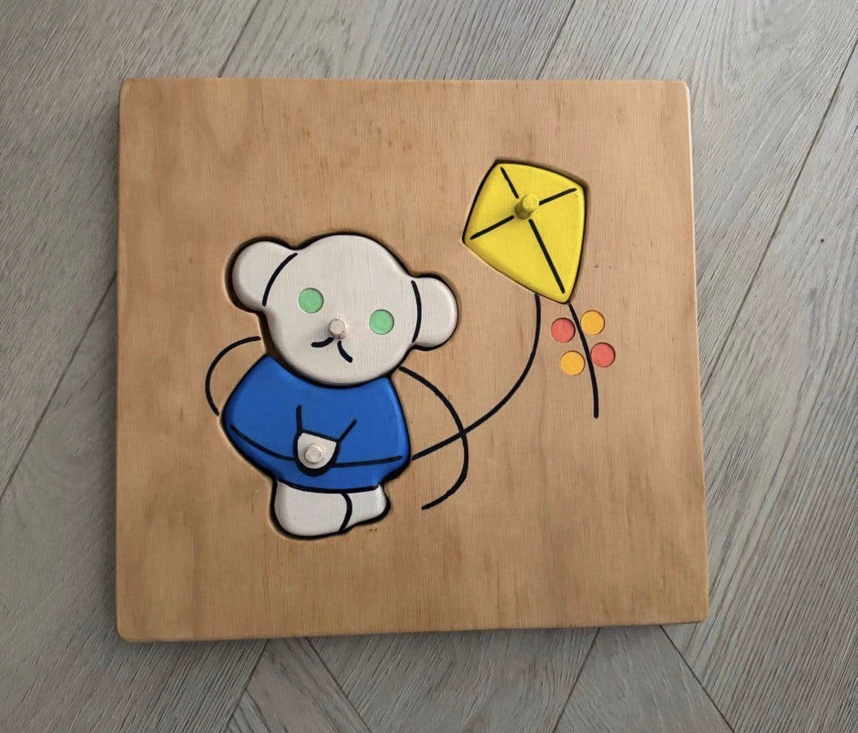 Houten puzzel Boris Beer van Dick Bruna gele vlieger, Ophalen of Verzenden, Zo goed als nieuw, Van hout