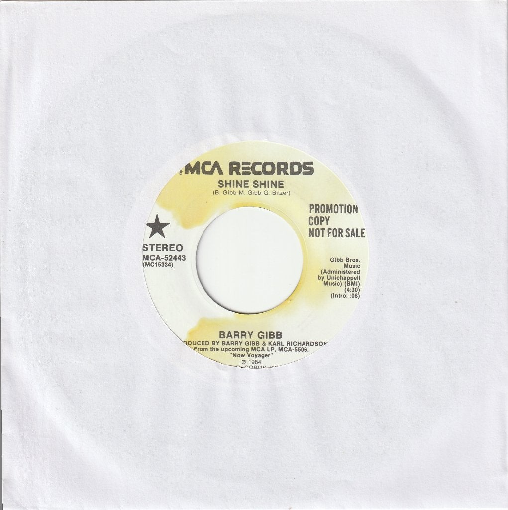 PROMO single Barry Gibb: Shine Shine / Shine Shine [edit], Ophalen of Verzenden, Zo goed als nieuw, Pop, Overige typen