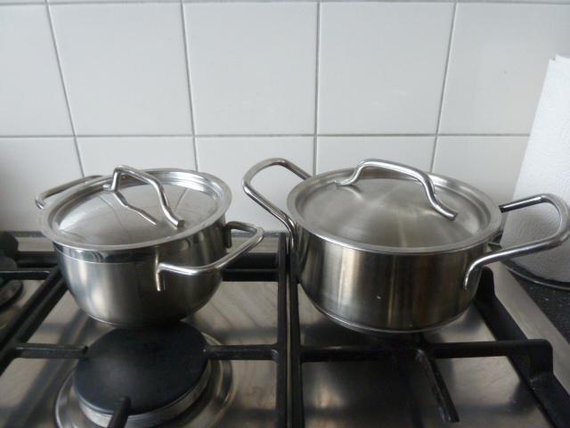 2 BK kook Pannetjes, Kookpan of Snelkookpan, Gebruikt, Ophalen of Verzenden, Rvs
