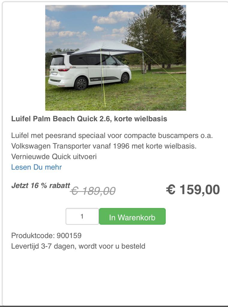 Reimo luifel met zijwand, Caravans en Kamperen, Camper-accessoires, Ophalen, Zo goed als nieuw